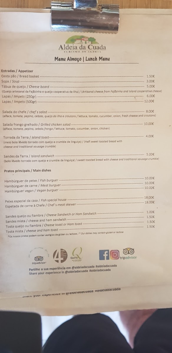 Menu Restaurante 'aldeia Da Cuada'-10