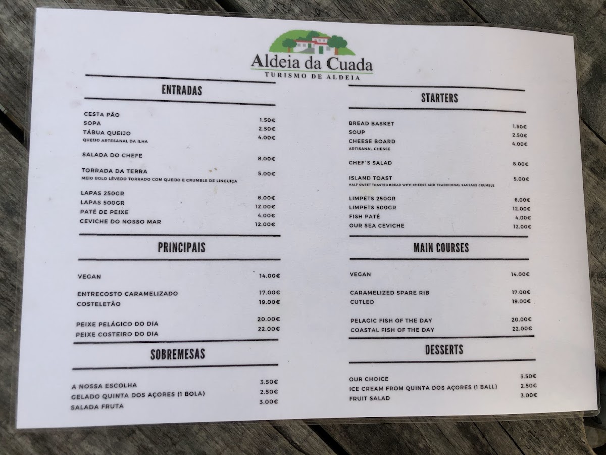 Menu Restaurante 'aldeia Da Cuada'-3