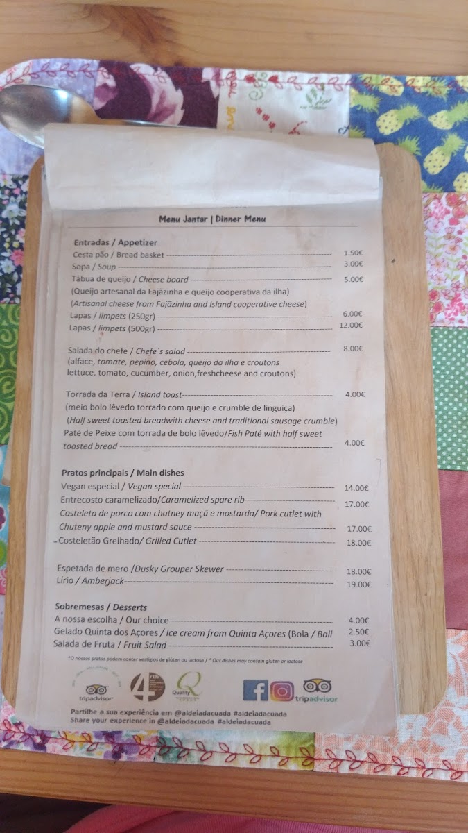 Menu Restaurante 'aldeia Da Cuada'-9